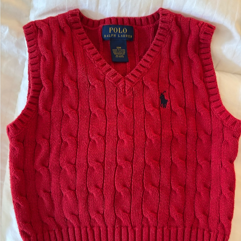 Polo by Ralph Lauren V-Neck Toddler Red Sweater Vest